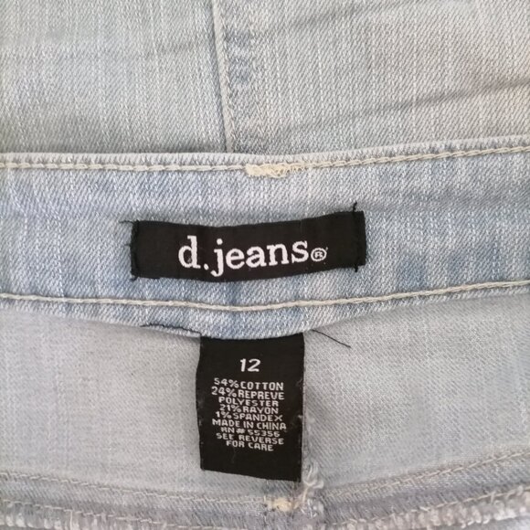 D. Jeans Womens Sky Blue Light Wash Denim Knee Length Straight Skirt Size S - Picture 5 of 6